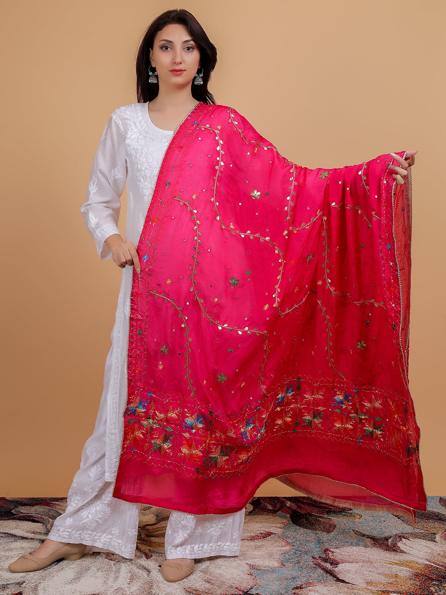 Gota patti work designs pink phulkari best sale