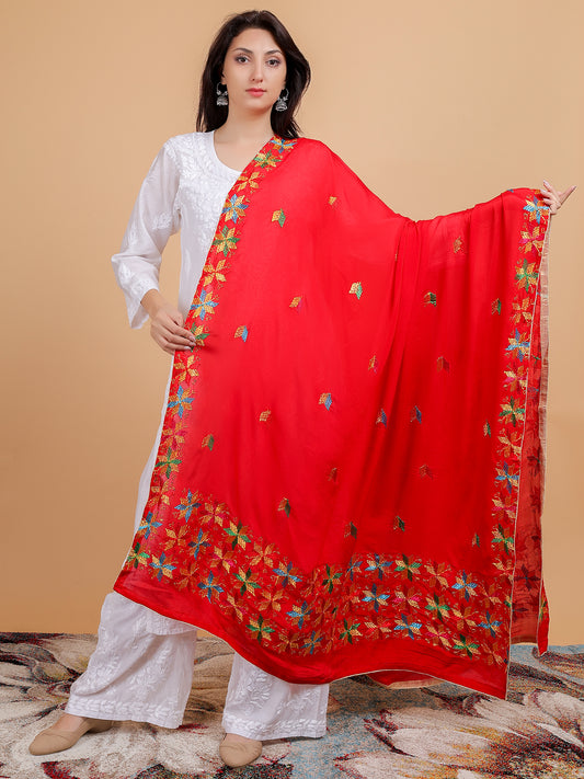 Phulkari Chinon Dupatta Hand Embroidered-NS41