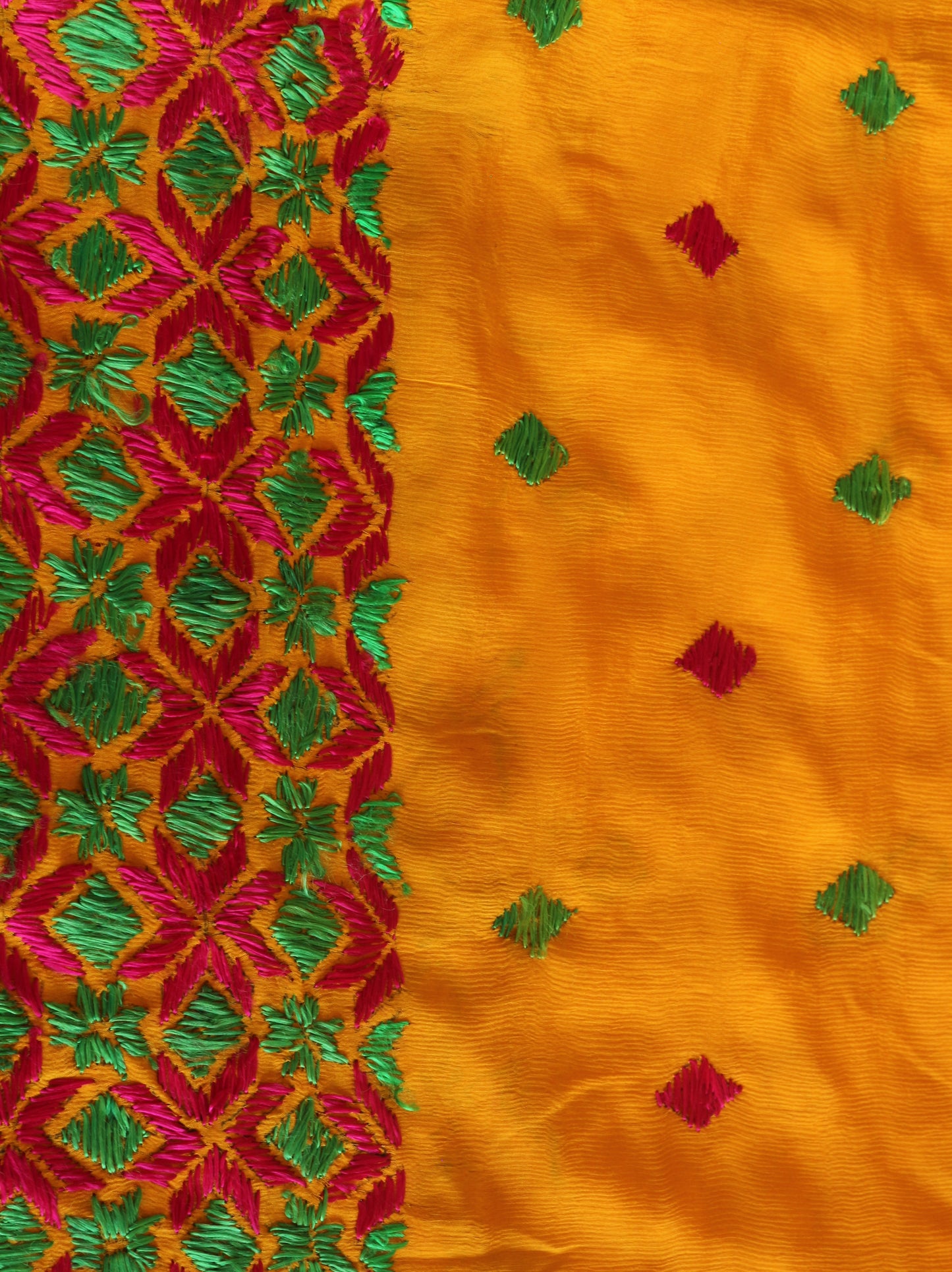 Phulkari Pure Chinon Dupatta Hand Embroidered-NS292