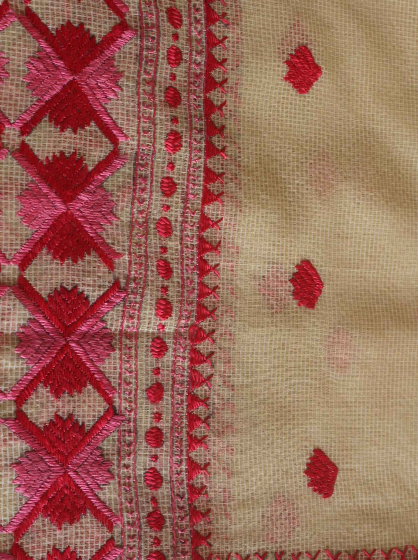 Phulkari Kota Doria Dupatta Hand Embroidered-NS298