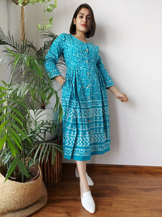 Rajasthani Sanganeri Cotton Dress Hand Block Printed-NS66