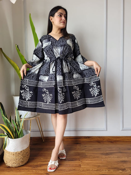 Rajasthani Bagru Cotton Short Kaftan Hand Block Printed-NS205