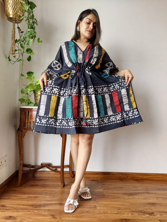 Rajasthani Bagru Cotton Short Kaftan Hand Block Printed-NS235