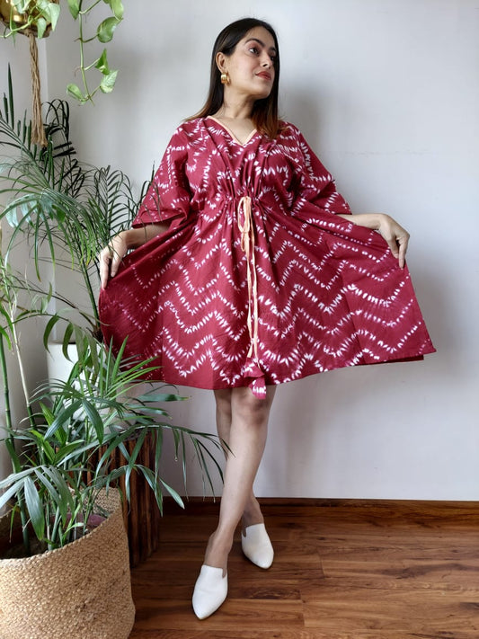 Rajasthani Bagru Cotton Short Kaftan Hand Block Printed-NS299