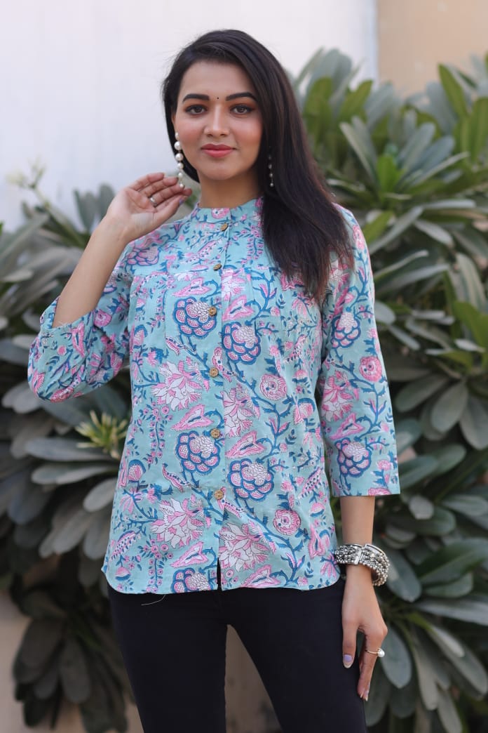 Rajasthani Bagru Cotton Top Hand Block Printed-NS303